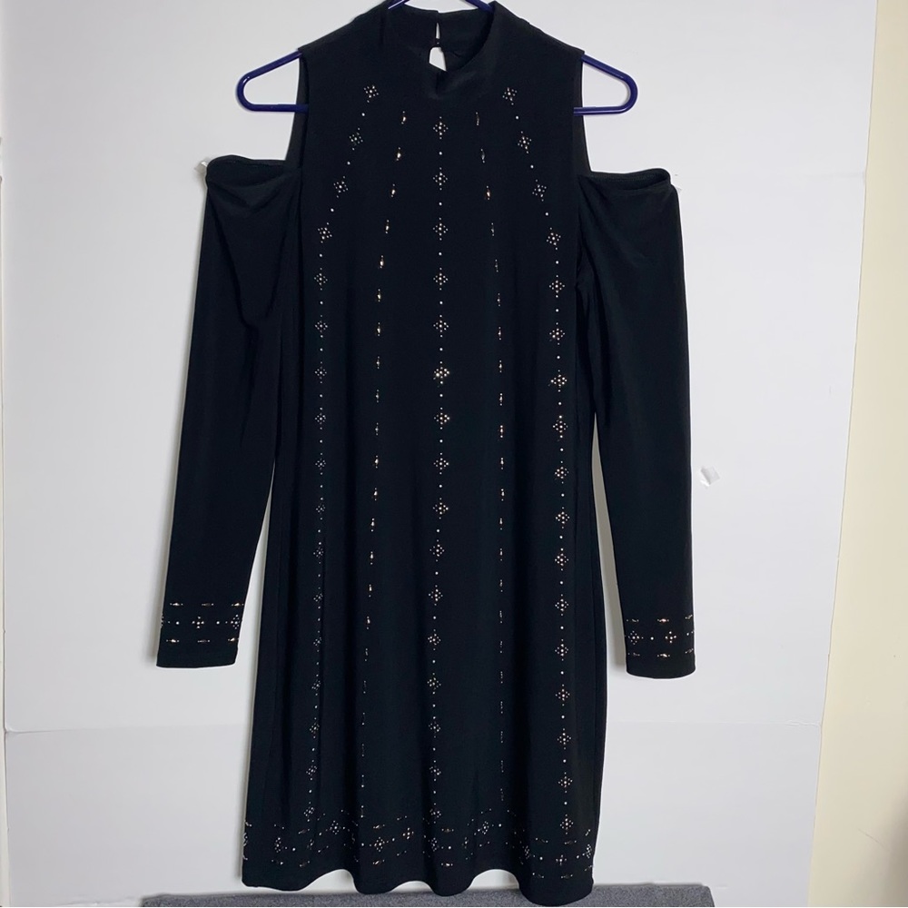 WHBM Dress Womens Small Cold Shoulder Studded Beads Cocktail Sparkle Datenight